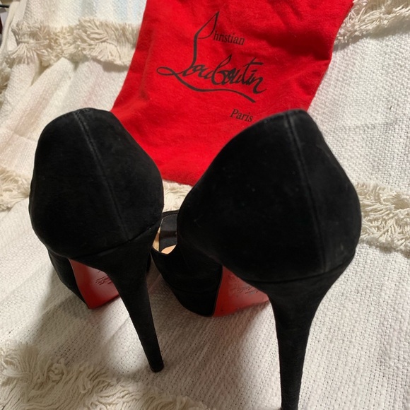 Auth Christian Louboutin Black Suede Pep Toe 10.5 - Picture 3 of 6